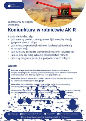 Badanie statystyczne z zakresu rolnictwa - Ankieta koniunktury w gospodarstwie rolnym 15-29.07.2022